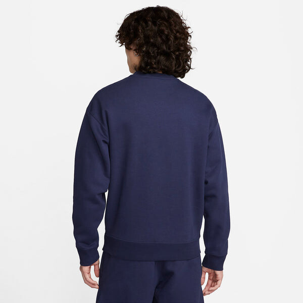 Толстовка Nike Solo Swoosh Fleece Crew 'Midnight Navy', синий — фото 3