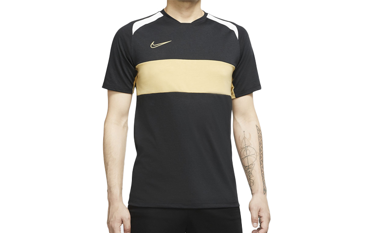 

Футболка Nike Dri Fit мужская футбольная черная белая золотая
