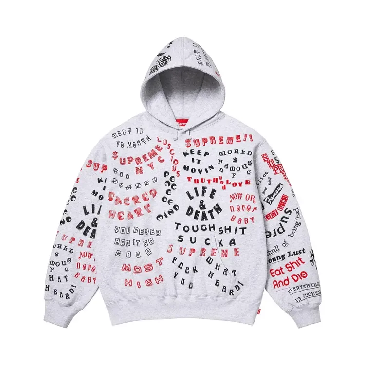 Толстовка Supreme Too Deadly с капюшоном, цвет «Пепельно-серый»