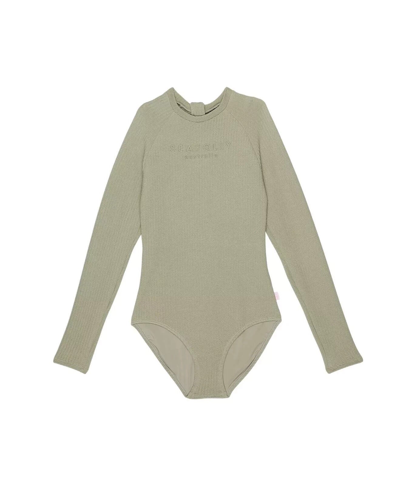 

Детский летний купальник Seafolly Summer Essentials, цвет хаки, с длинными рукавами, цельный, модель JDM1141