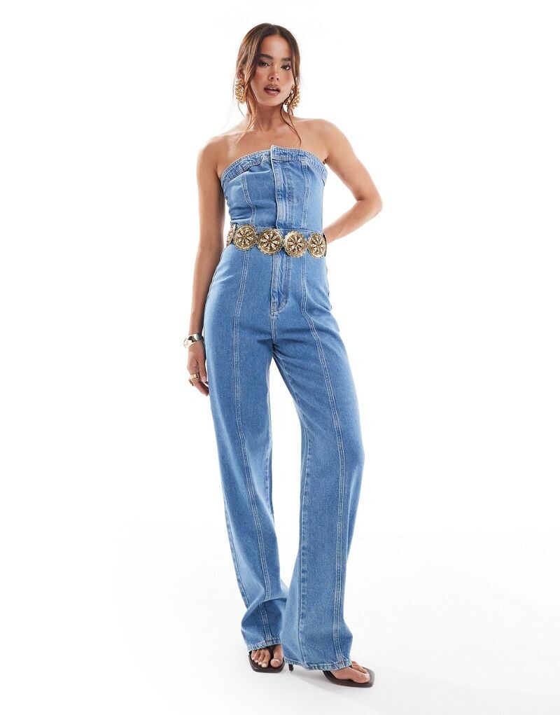 

ASOS DESIGN – синий джинсовый комбинезон без бретелек