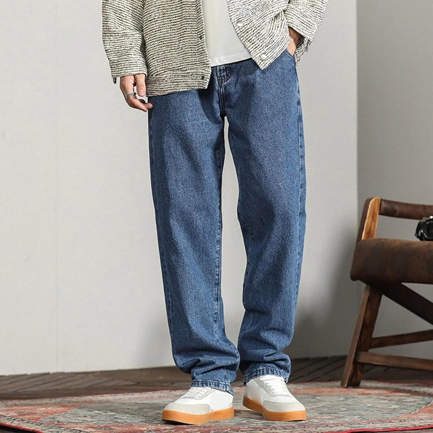 Джинсы свободные Skateboard Denim, синие — фото 3