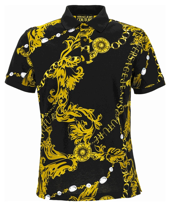 

Рубашка Поло с узором в стиле барокко Versace Jeans Couture, черный