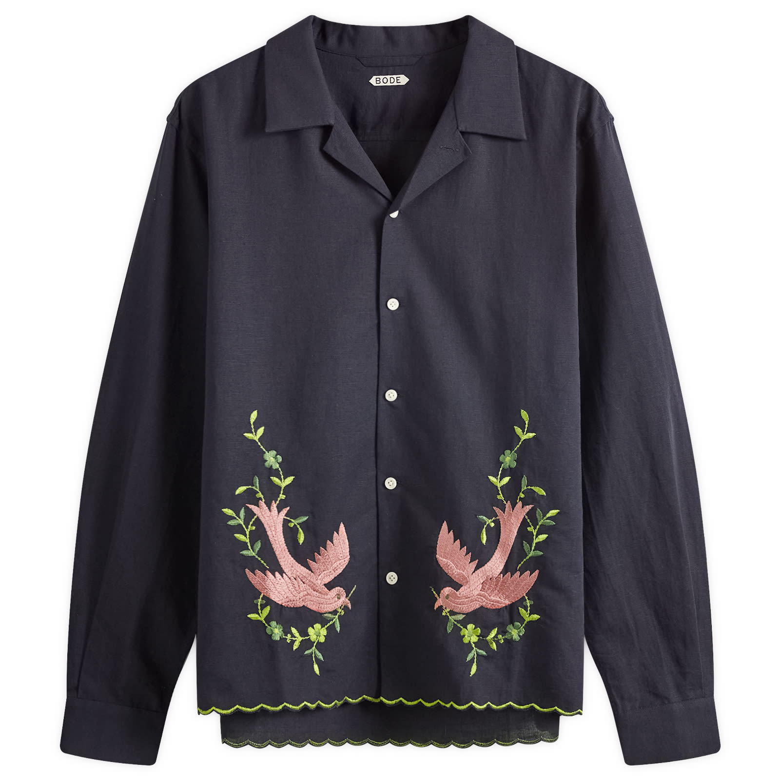 

Рубашка Bode Embroidered Rosefinch Shirt, черный