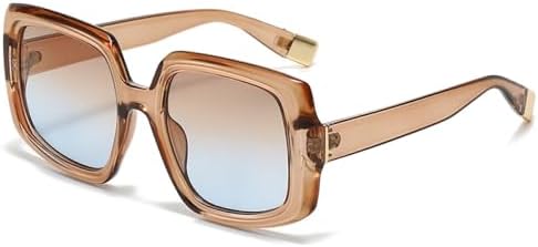 

Винтажные квадратные солнцезащитные очки 2027 года, разноцветные, для женщин, модные градиентные, с защитой от УФ-излучения UV400, для мужчин, в стиле панк MTZJH, Tea Tea Blue