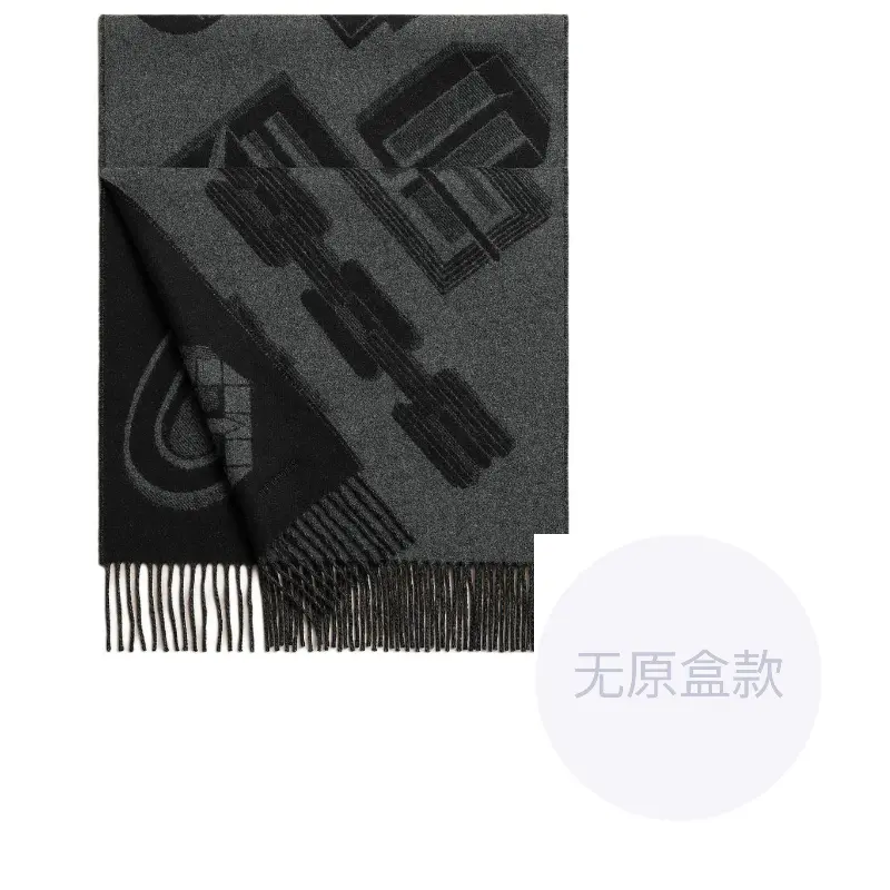 

HERMES Кашемировый вязаный шарф мужской черный, Black