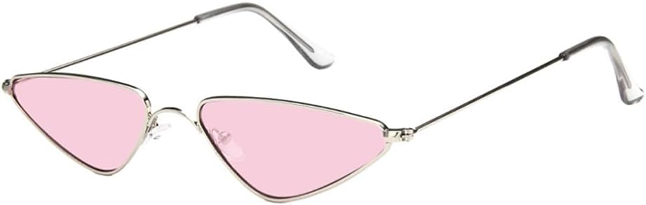 

Солнцезащитные очки ENTHYI «кошачий глаз» для женщин, ретро-очки треугольной формы узкой формы для вечеринок, металлические очки в стиле хиппи для уличных фотосессий, Silver Pink