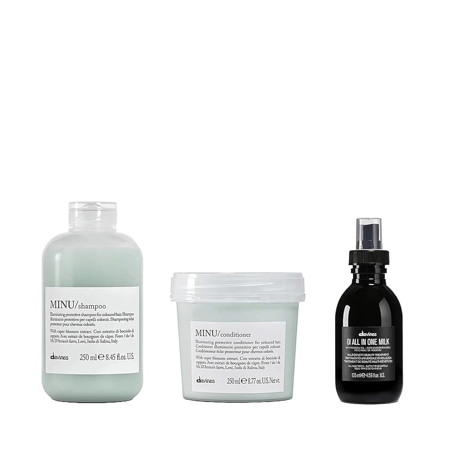 Молочко Davines All In One + шампунь Minu + кондиционер Minu