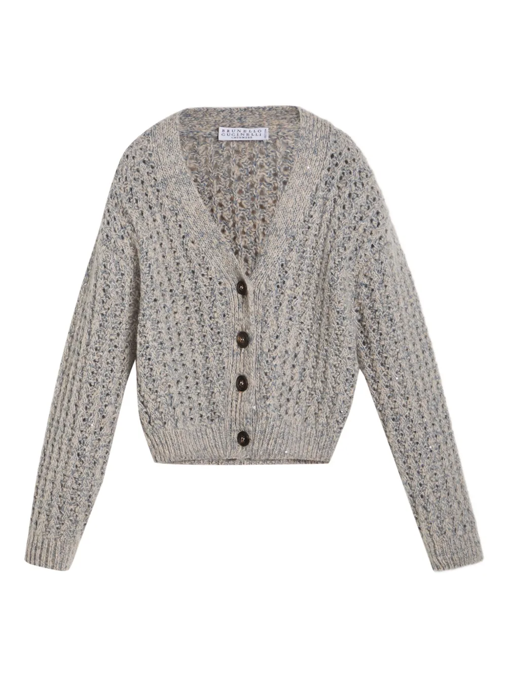 

Ослепительный кардиган на пуговицах Brunello Cucinelli Kids, серый