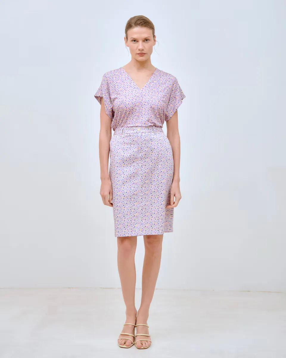 

Юбка с принтом и французским карманом Lasserre, сиреневый