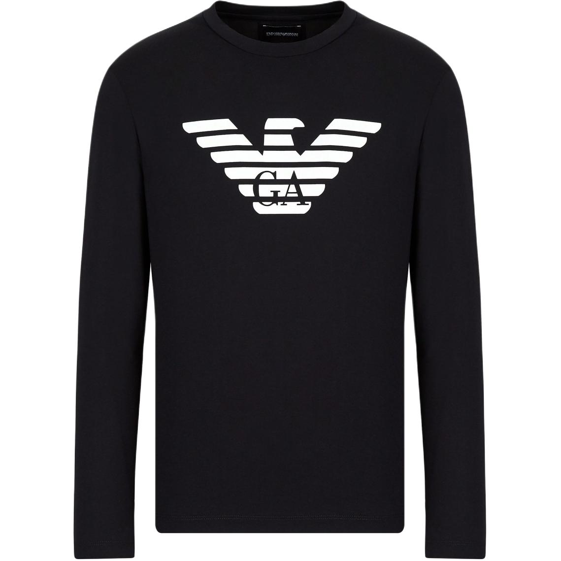 Pima jersey Jumper With Printed Logo EMPORIO ARMANI, черный — фото 3