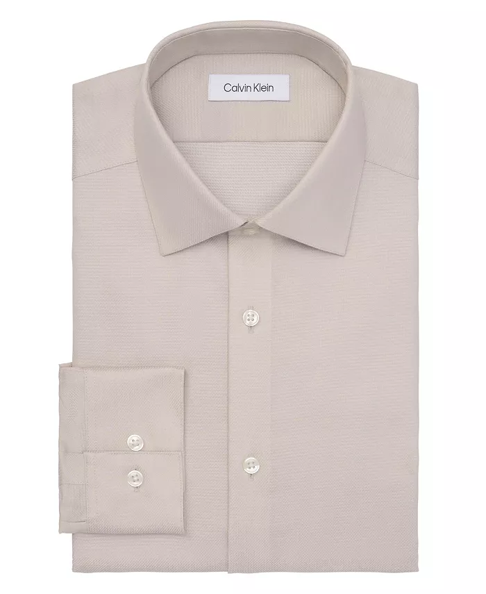 Мужская классическая рубашка обычного кроя Calvin Klein, коричневый/бежевый — фото 3
