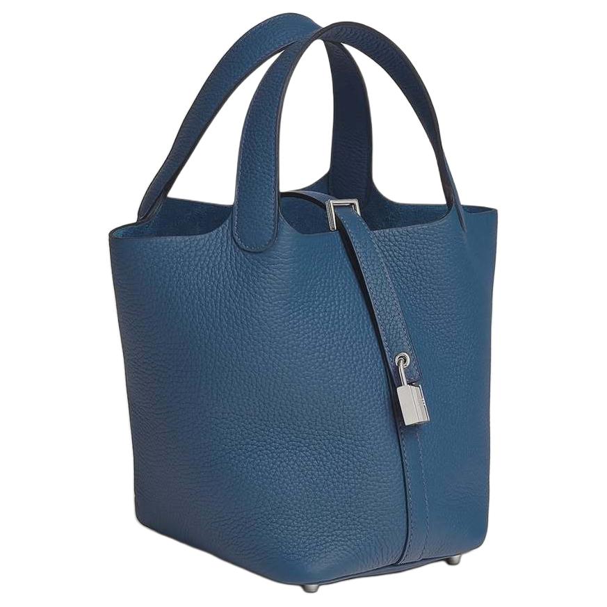 HERMES Сумка Picotin Lock 18 из кожи Clemence Bullock, ведро, женская, P5 Bleu Tie Dye Blue — фото 2