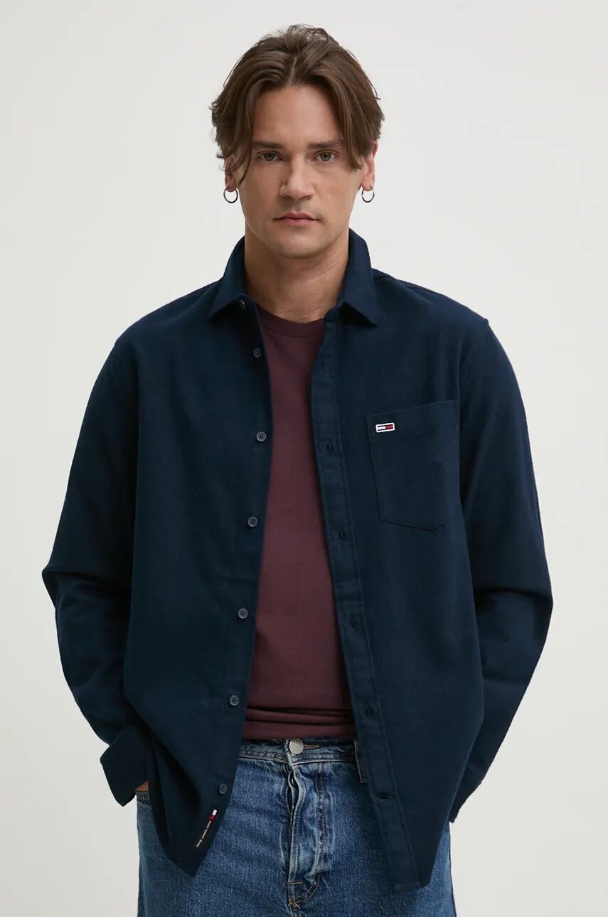 

Хлопковая рубашка Tommy Jeans, темно-синий