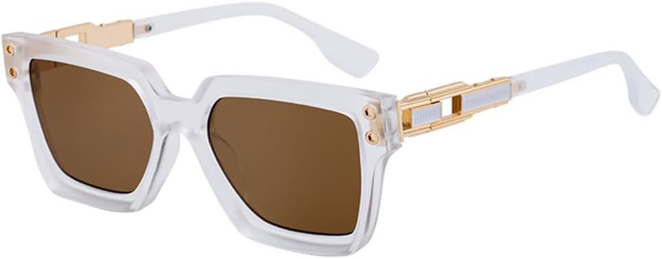 

Винтажные поляризованные квадратные солнцезащитные очки для женщин, модные очки для вождения, классическая металлическая оправа, очки для мужчин с защитой от УФ-излучения UV400 WNCKSQ, C9transparentbrown