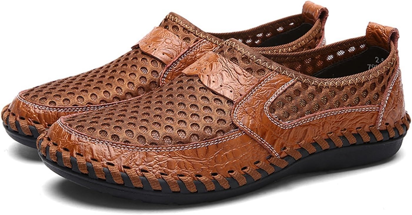 

Мужские дышащие повседневные мокасины с сеткой, слипоны для ходьбы, мокасины для вождения Dmgyck, коричневый