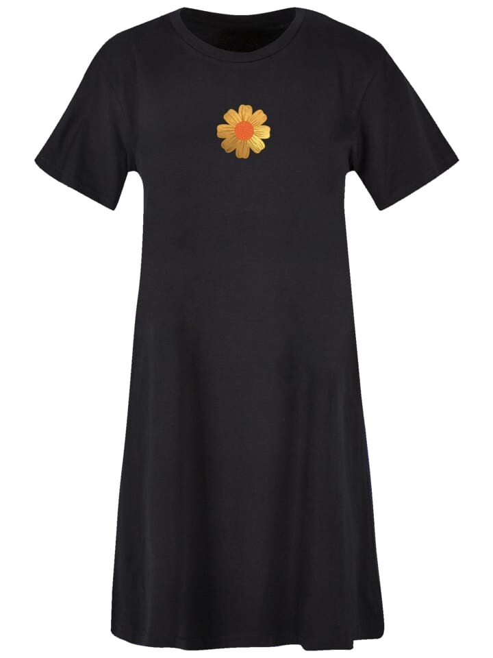 

Футболка emoji couture T-Shirt Kleid Gold flower orange center, черный