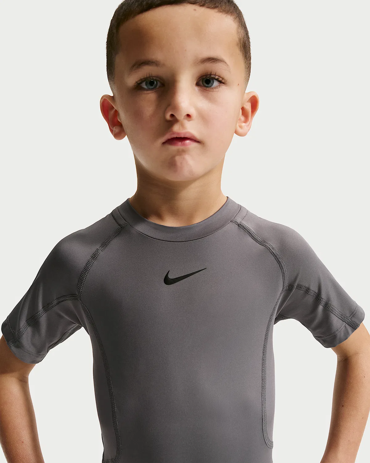 Little Kids' Dri-FIT Short-Sleeve Top Nike Pro, Grey — фото 3