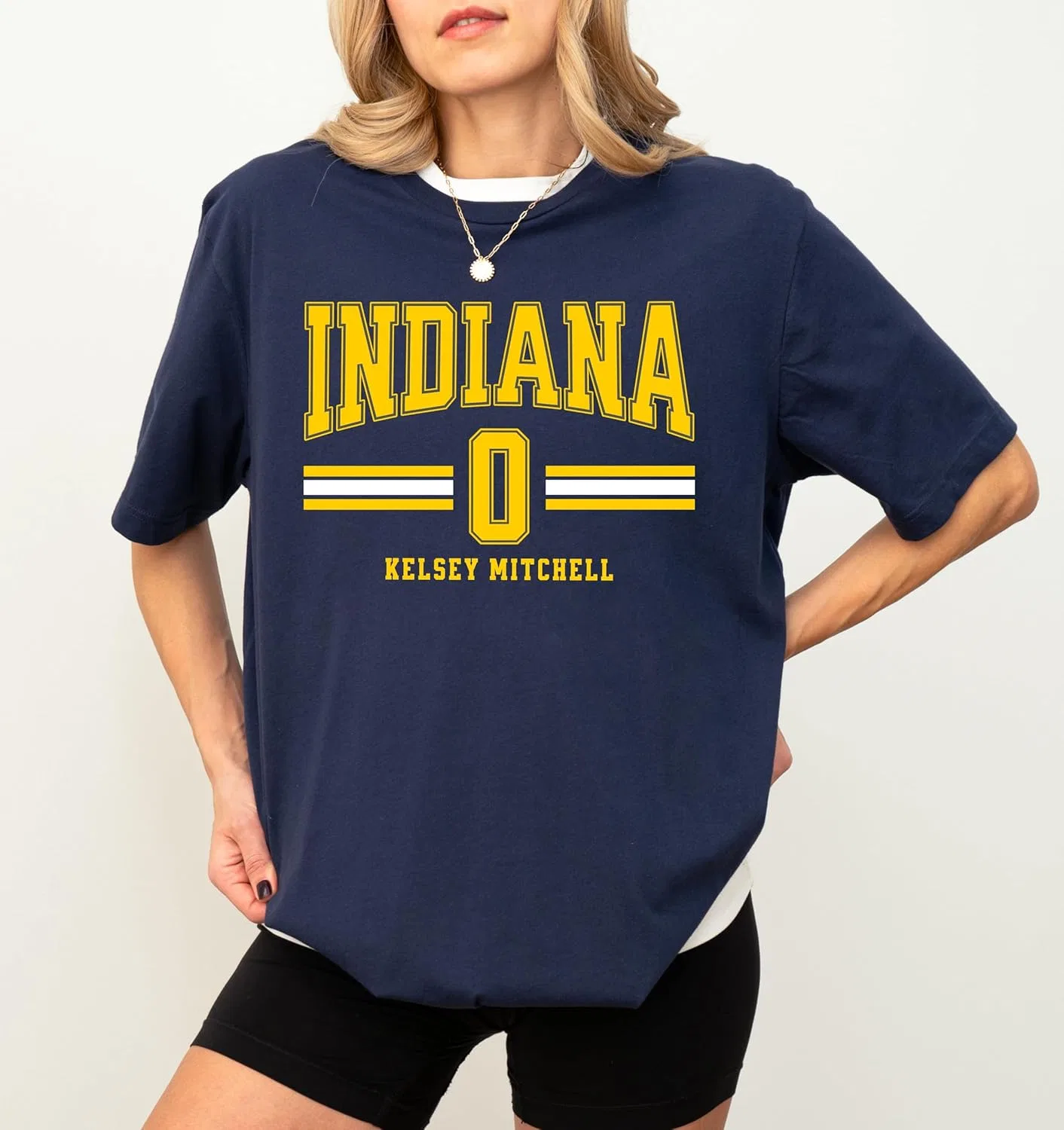Футболка Kelsey Mitchell 0 Indiana Basketball | Ретро фан-джерси | Одежда Indy Pro Hoops | Унисекс Bella Canvas GENERIC, темно-синий — фото 2