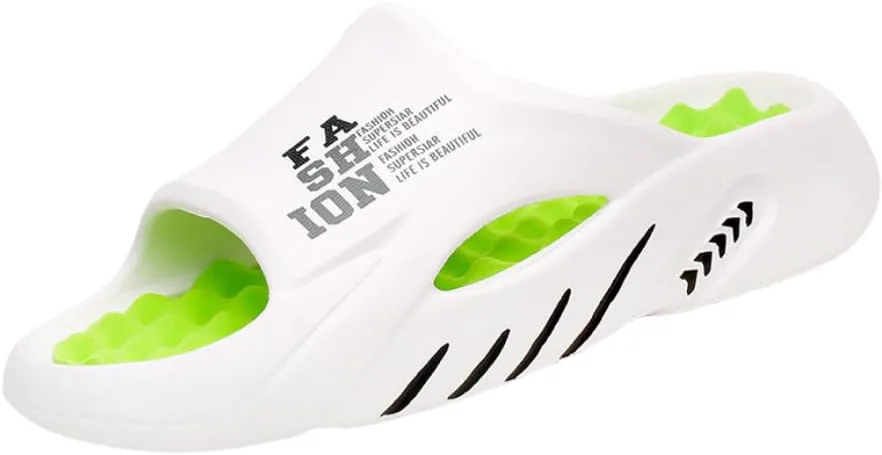 

Мужские массажные сандалии, повседневные нескользящие тапочки, для дома и улицы, пляжа и душа, с открытым носком, весна и лето Hhhchpm, белый