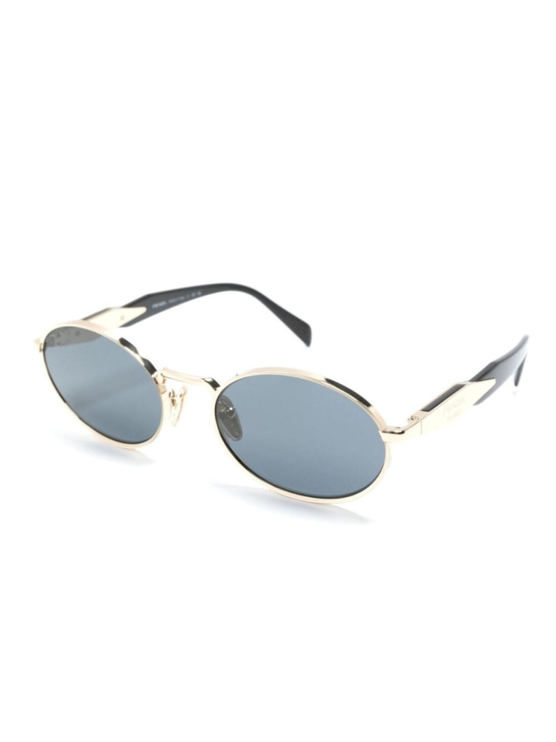 Prada Eyewear солнцезащитные очки в овальной оправе с логотипом, золотой — фото 2