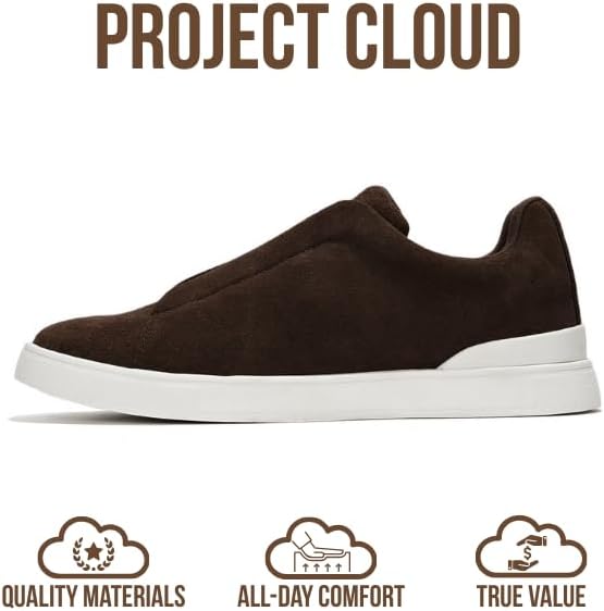 Мужские кроссовки Project Cloud с стелькой из настоящей кожи и памяти формы - легкие и противоскользящие кроссовки для мужчин, повседневные кроссовки без шнурков (Hudson), коричневый/шоколадный — фото 3