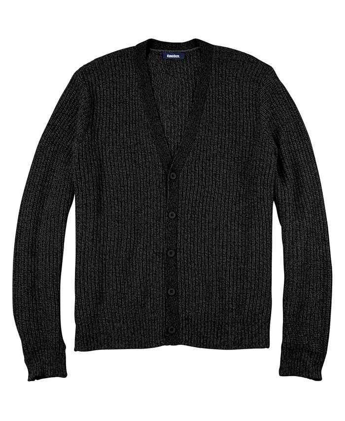 

Большой и высокий кардиган с вязкой шейкер и v-образным вырезом Kingsize, черный