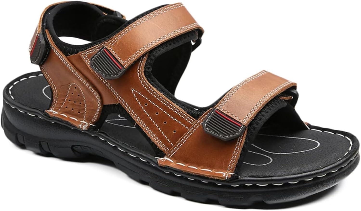 

Мужские повседневные сандалии для прогулок, спортивные сандалии для походов, летние кожаные пляжные туфли, регулируемые дышащие сандалии Hnvavq, I