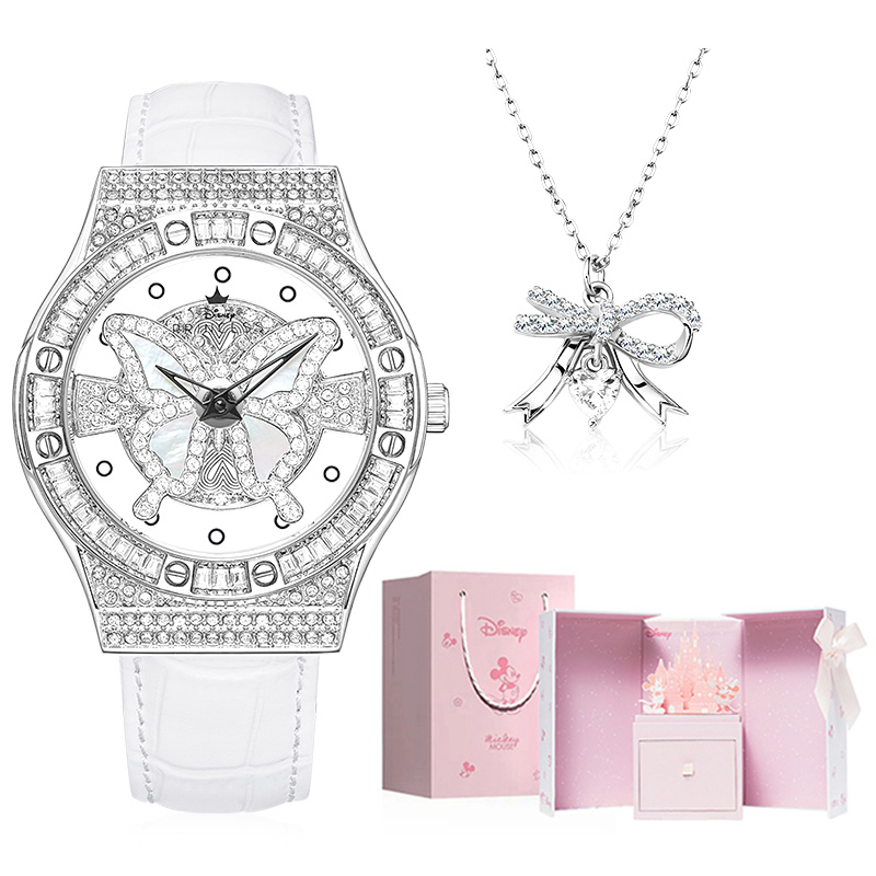 

Disney Часы Dreamy Butterfly Quartz Movement Leather Strap Watch Women's Watch Cut Out Dial
