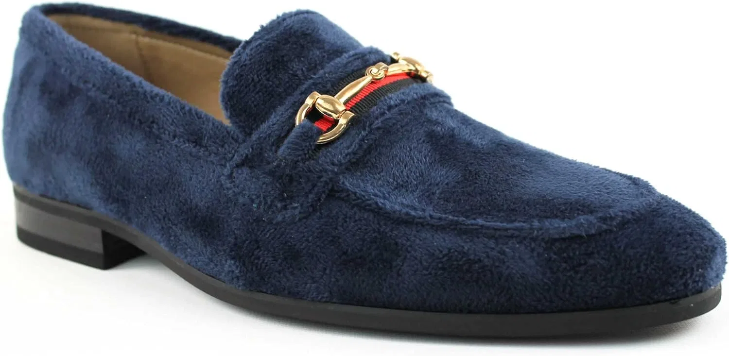 Лоферы синие вельветовые с золотой пряжкой, Navy Blue AZAR MAN
