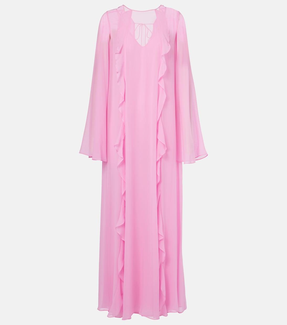 

Платье макси Smirne из жоржета с цветочной аппликацией Max Mara, Rosa Candy