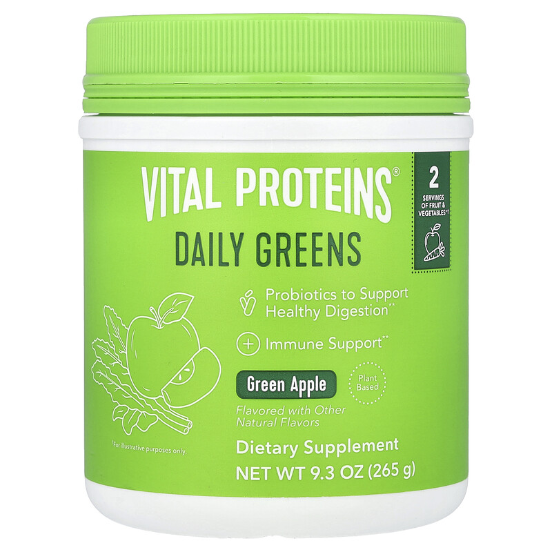 

Vital Proteins, Daily Greens, зеленое яблоко, 265 г (9,3 унции)