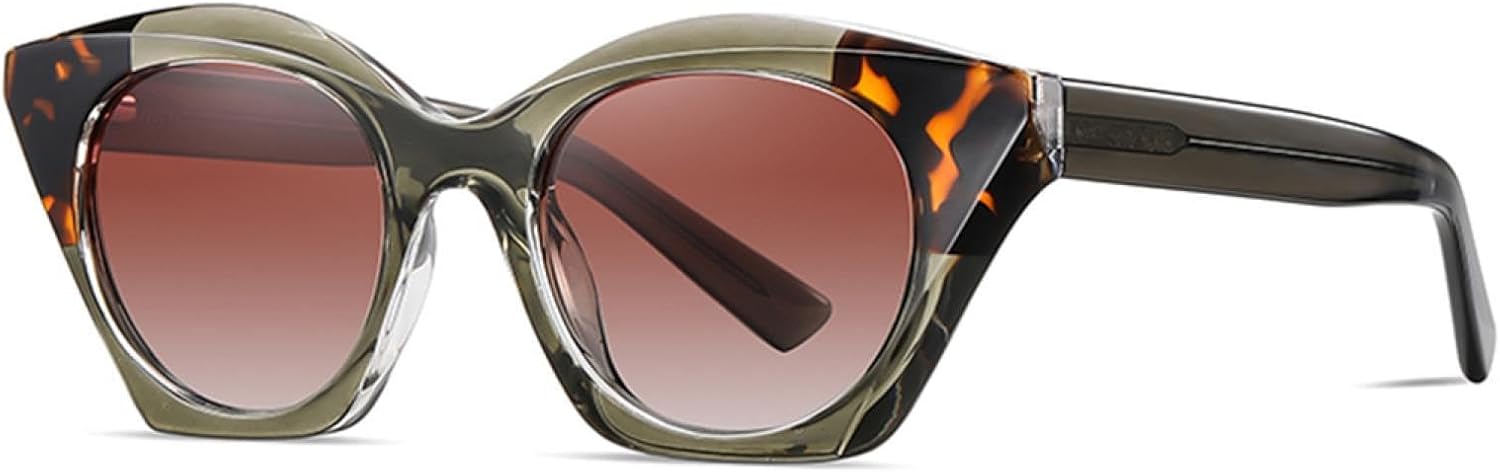 

Поляризованные солнцезащитные очки из ацетата, «кошачий глаз», женские, черные, модные солнцезащитные очки для женщин с защитой от УФ-излучения UV400 SZVVBKK, Green Leopard Brown