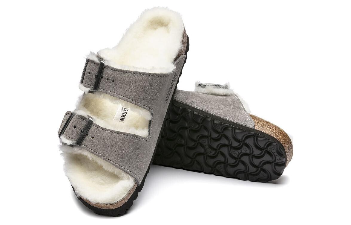 Сандалии Arizona из овчины с двумя ремешками Birkenstock, серый — фото 4