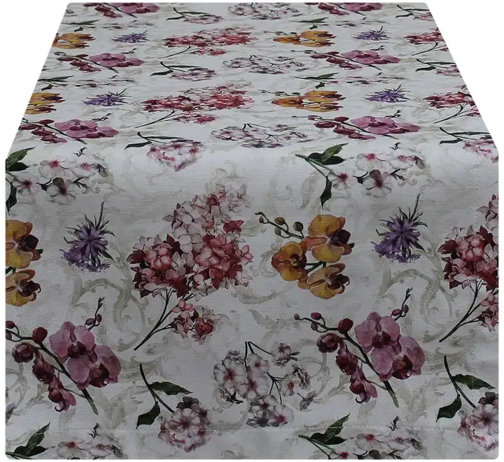 

HOSSNER - HOMECOLLECTION дорожка для стола "Мириам", (1 шт.) 40х100 см, белый/розовый/фиолетовый/бежевый