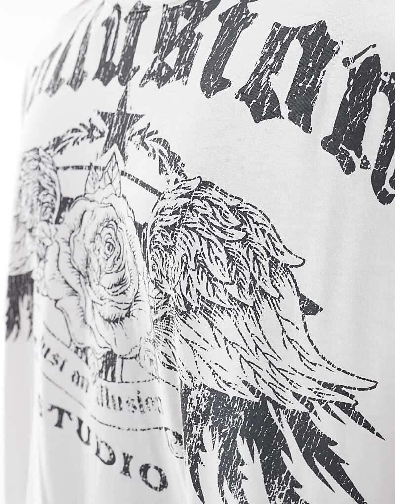 

COLLUSION – Футболка Oversize-Skate-Fit в цвете Wei=f mit Rosen-Tattoo-Design