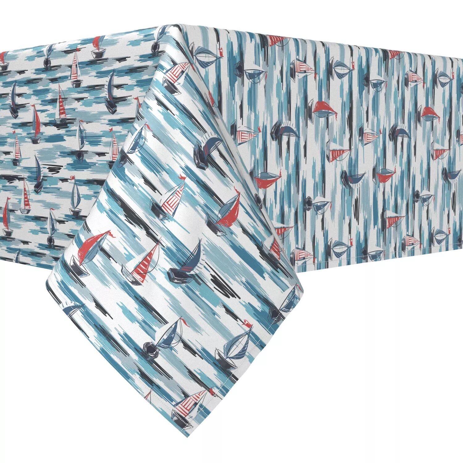 

Прямоугольная скатерть, 100 % хлопок, 60x120 дюймов. Парусники с мазком кисти