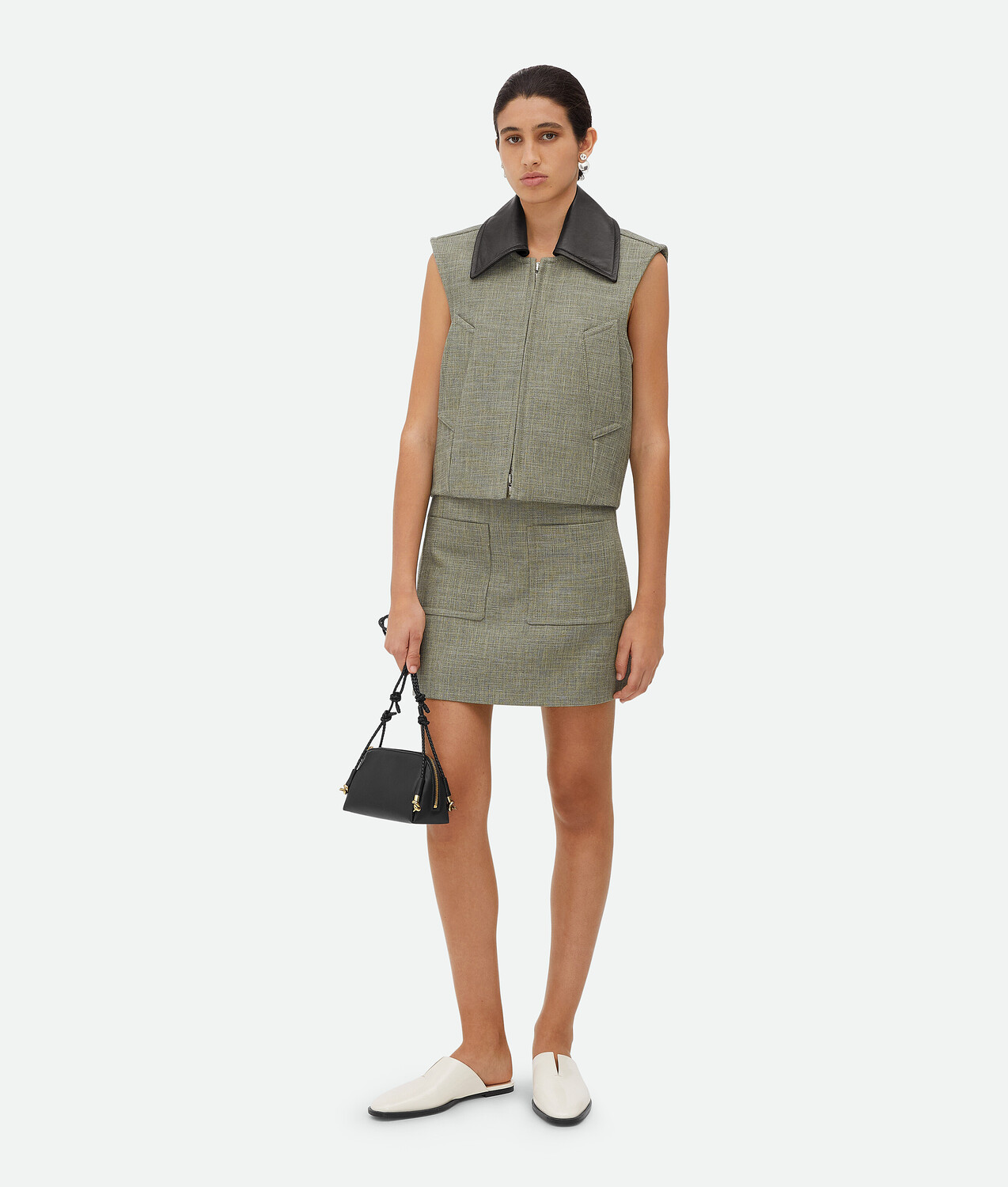 

Melange cotton gilet BOTTEGA VENETA, белый/зеленый/укроп