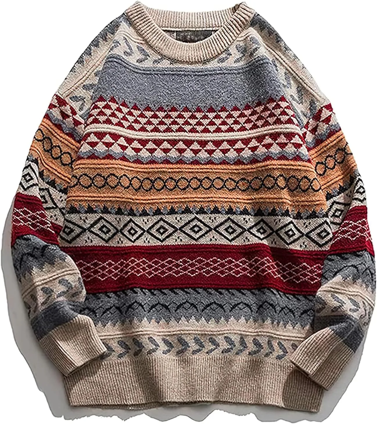 

PEHMEA мужской свитер в винтажном стиле с полосками, оверсайз