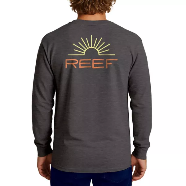 

Мужская простая футболка с длинным рукавом и принтом Reef, серый