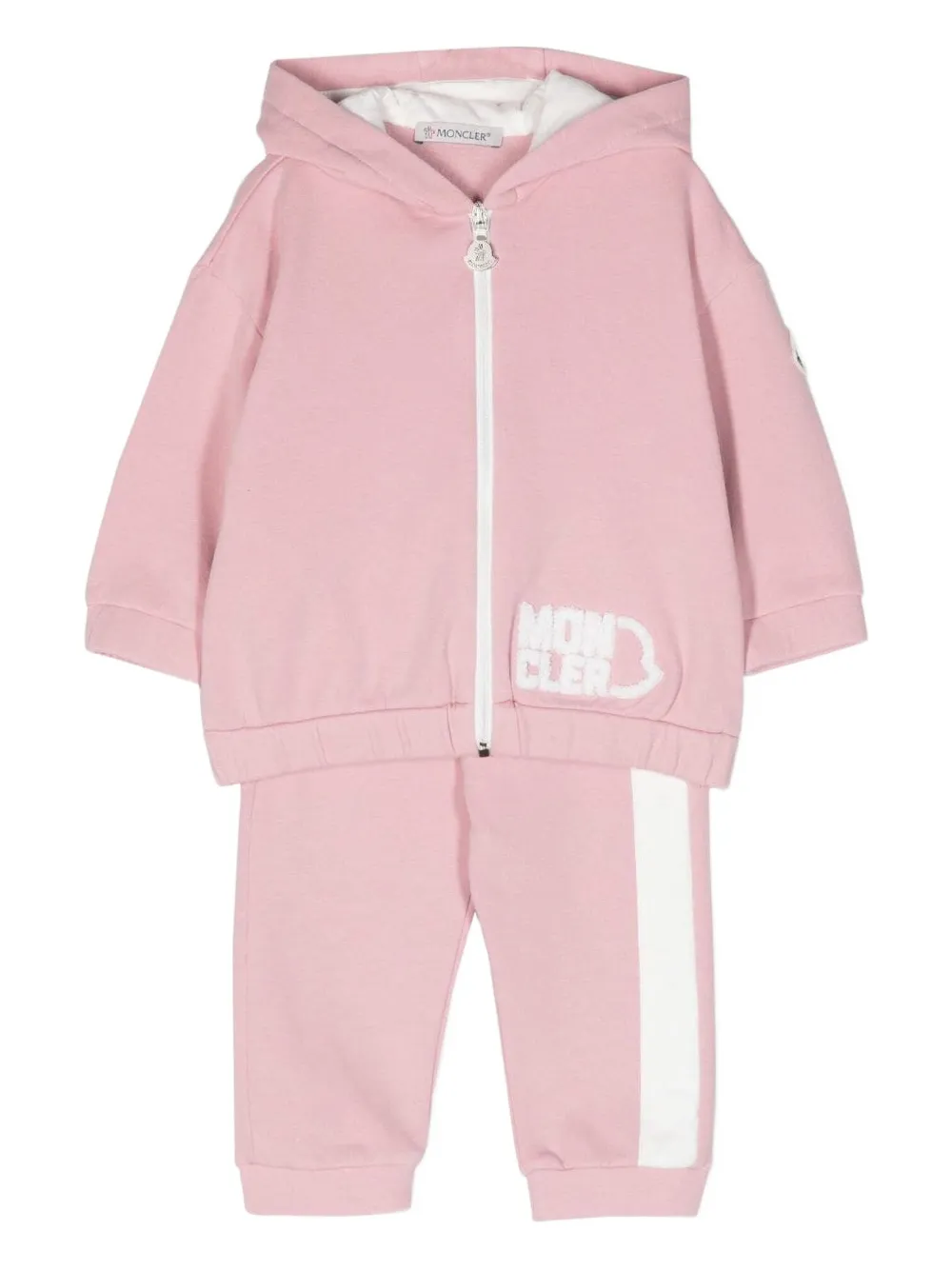 

Спортивный костюм с нашивкой-логотипом и полосками по бокам (комплект из двух) MONCLER GRENOBLE KIDS, розовый