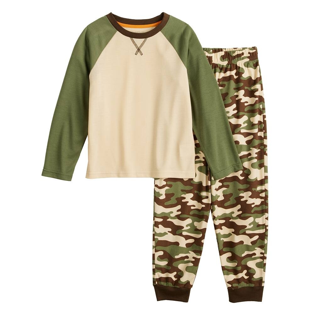 

Пижамный комплект Cuddl Duds для мальчиков 6–16 лет с длинными рукавами реглан, трикотажный топ и флисовые пижамные штаны, цвет Camo