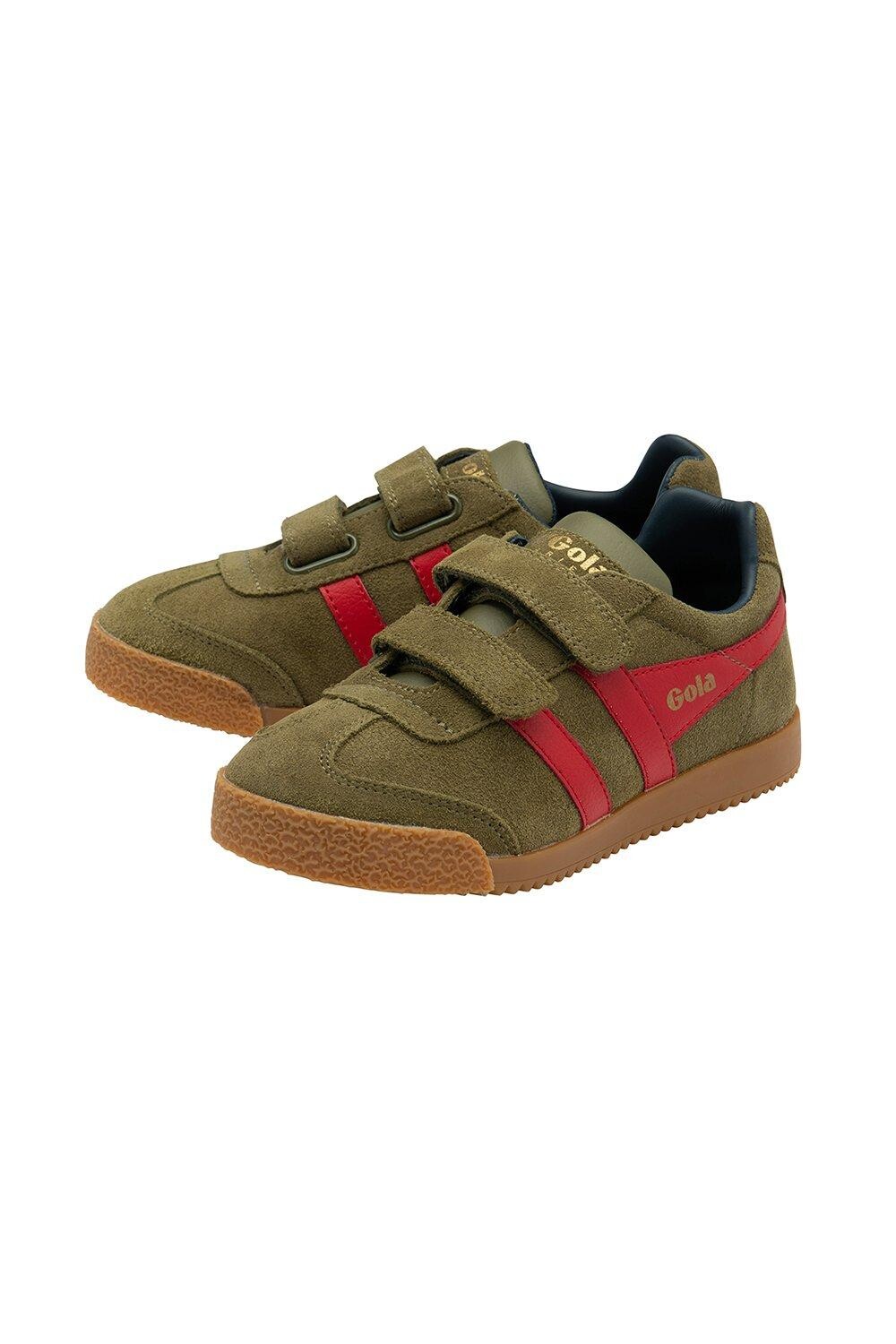 Замшевые детские кроссовки Harrier Strap с ремешками Gola, хаки — фото 3