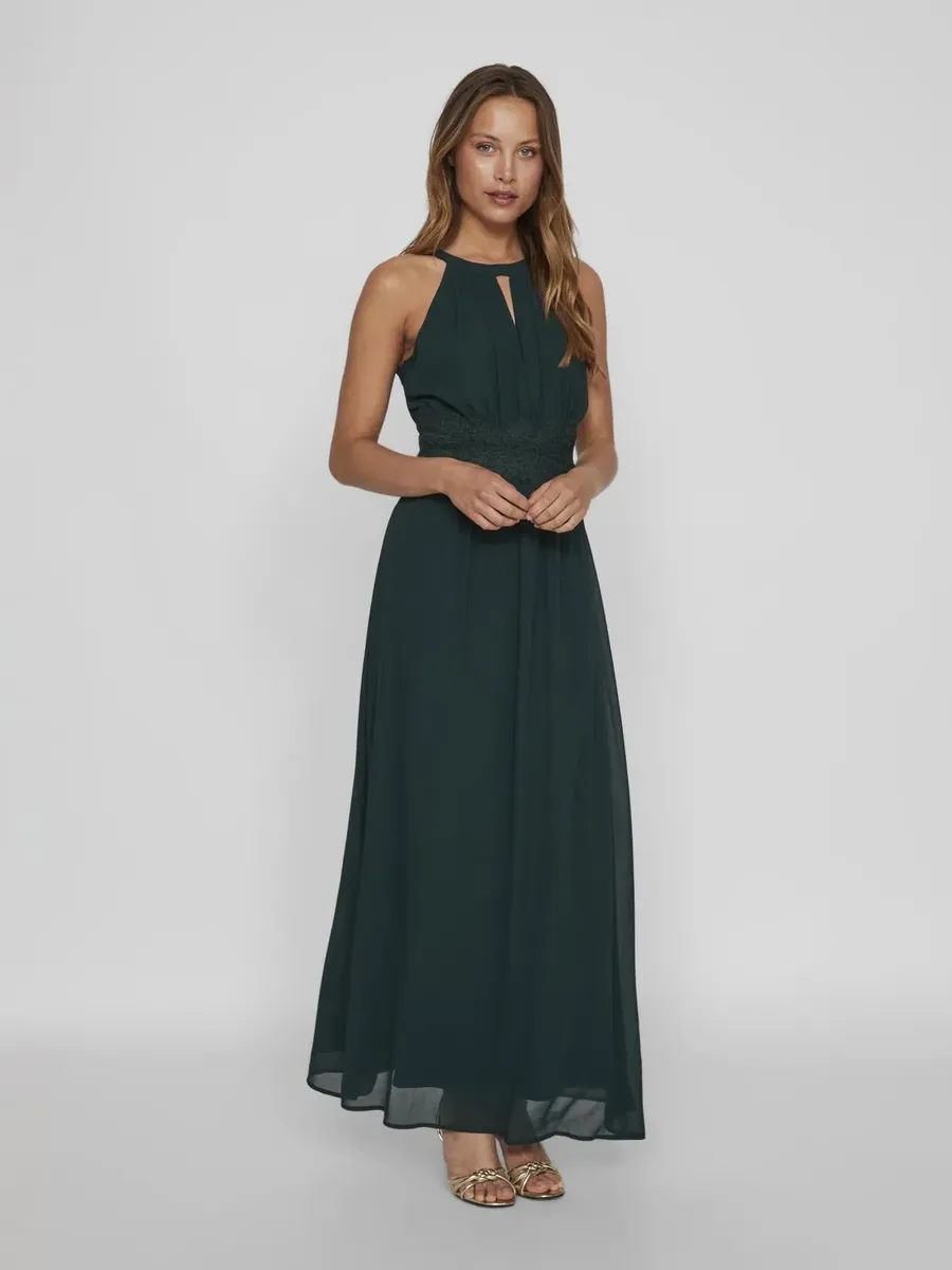 

Платье макси Vila "VIMILINA HALTERNECK MAXI DRESS - NOOS", цвет Scarab Detail:Elastic