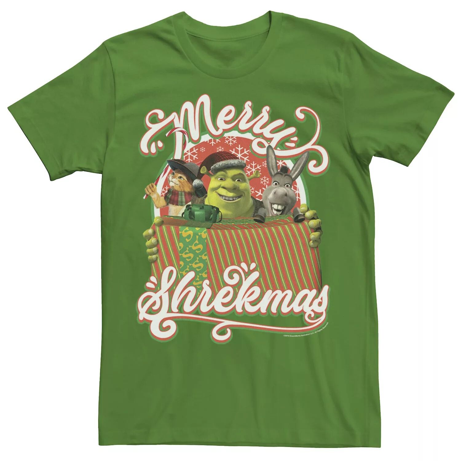 

Мужская футболка с изображением группы «Шрек» Merry Shrekmas Present и текстовым плакатом Licensed Character