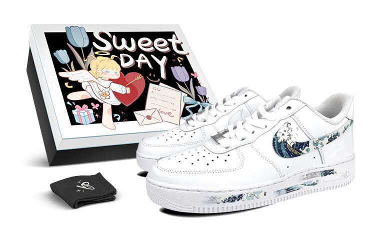 

Кроссовки Nike Air Force 1 Skateboard Shoes Women's Low-Top White Blue, Белый, Кроссовки Nike Air Force 1 Skateboard Shoes Women's Low-Top White Blue
