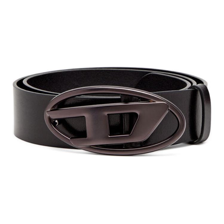 

DIESEL Овальный ремень с D-образной пряжкой, Black