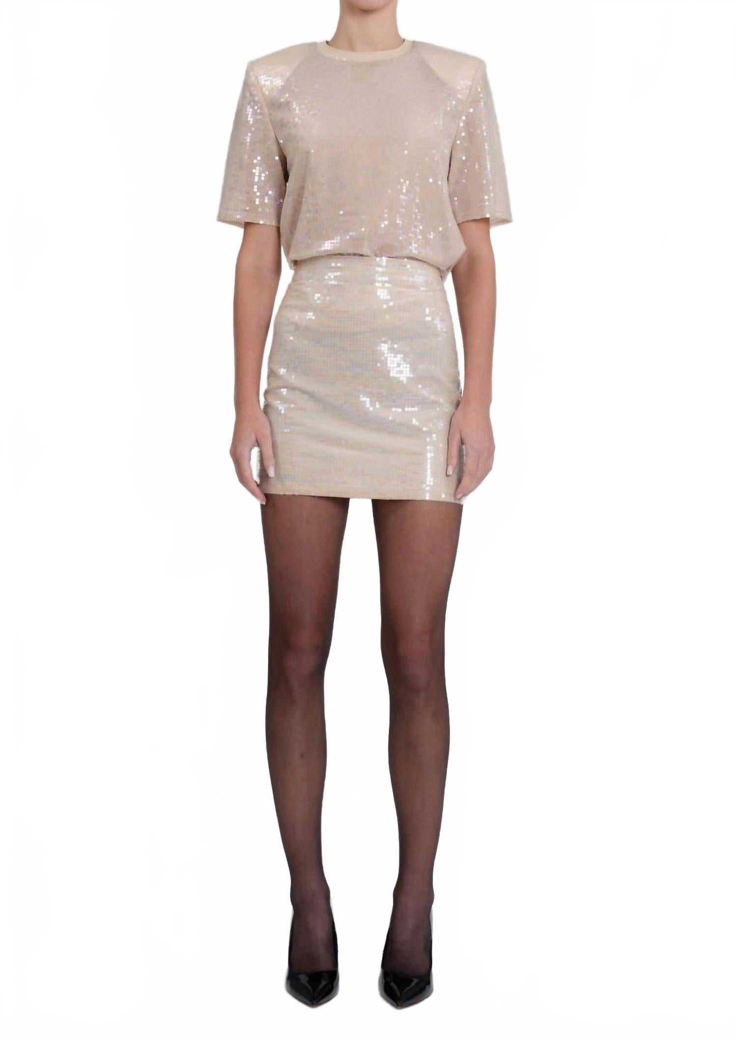 

Валери Мини-юбка в блестках блаш NONCHALANTLABEL, Blush Sequin