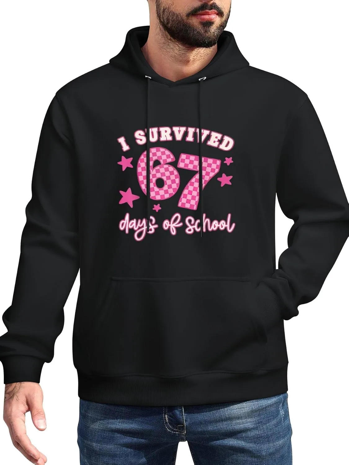 Толстовка I Survived 67 Days of School, мягкая, с карманом