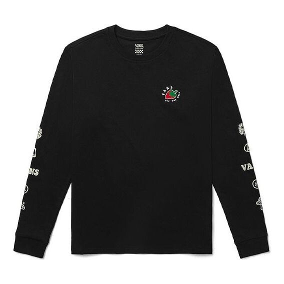 

Футболка strawberry printing round neck pullover long sleeves black Vans, черный